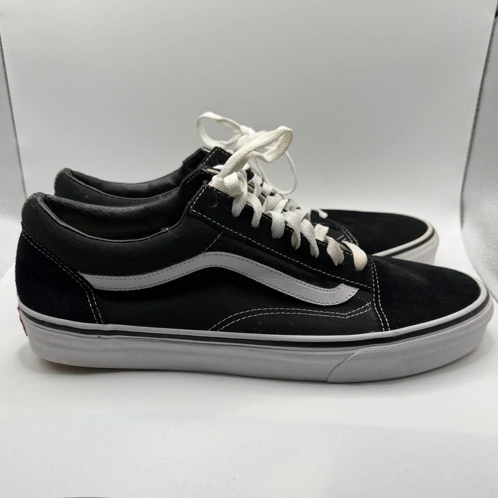 Vans Old Skool Black White Suede Canvas Skate Shoes Sz Mens 11.5 Low Top